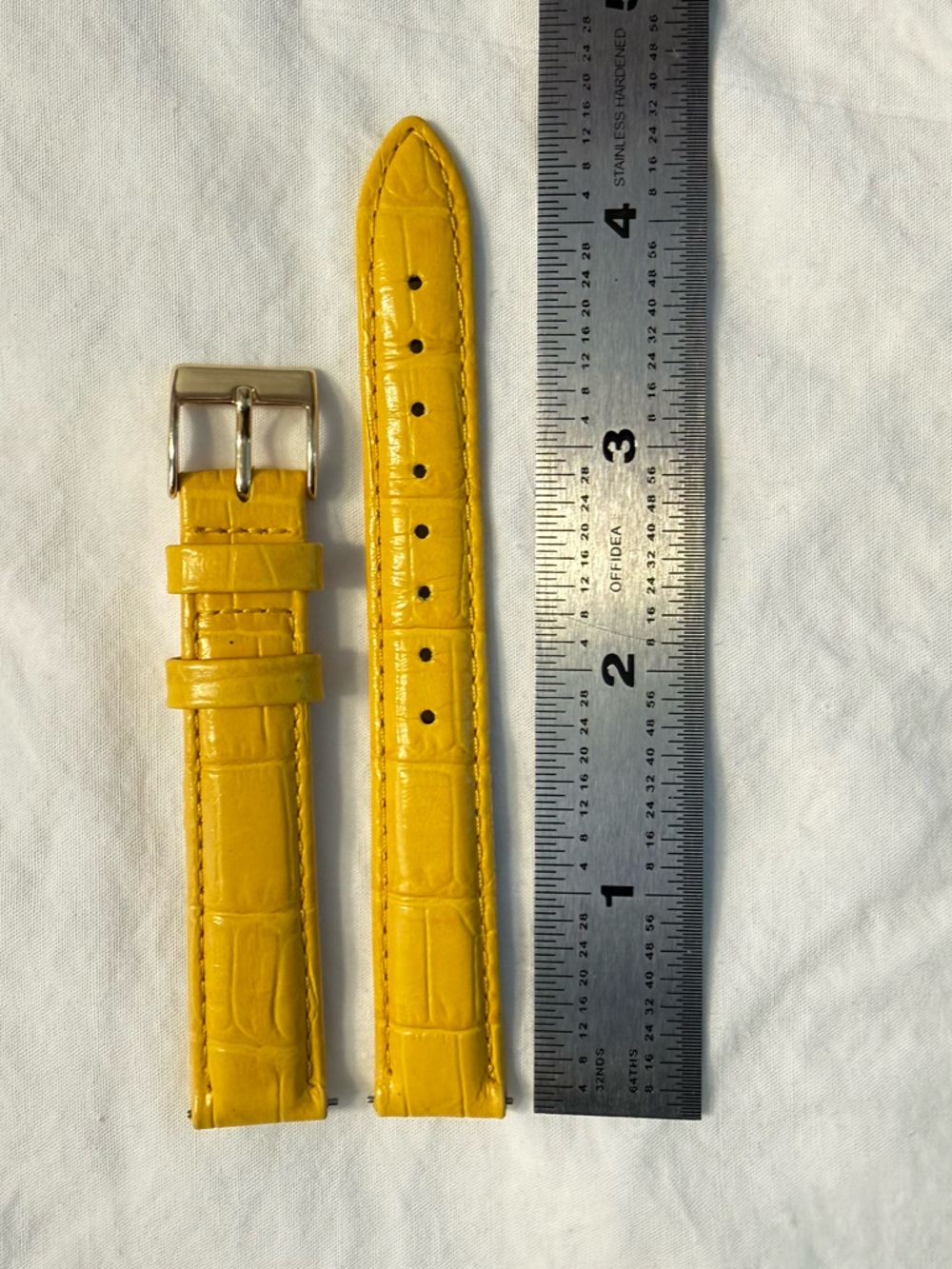 Yellow Croc-Embossed Leather Watch Strap